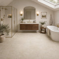 Cross Cut Classico 12x12 Honed Filled Travertine Tile — Bathroom floor