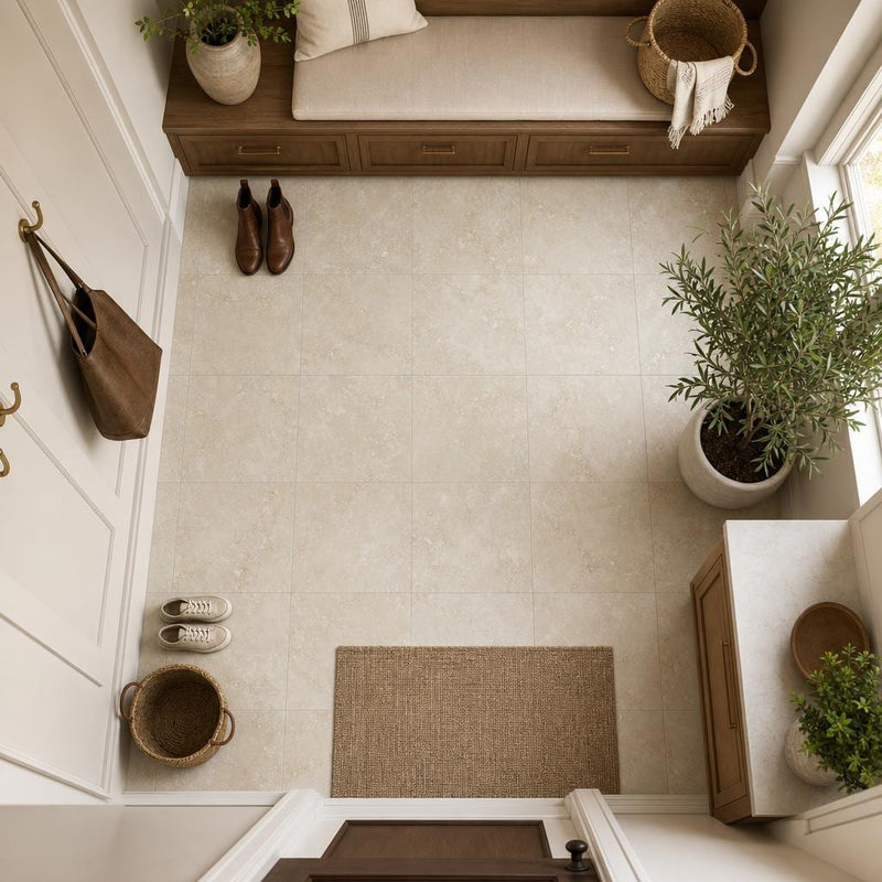 Cross Cut Classico 12x12 Honed Filled Travertine Tile — Mudroom floor