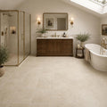 Cross Cut Ivory (Navona) 12x12 Honed Filled Travertine Tile — Bathroom floor