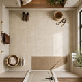 Cross Cut Ivory (Navona) 12x12 Honed Filled Travertine Tile — Mudroom floor