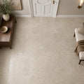 Cross Cut Travertine Classico 12x12 Polished Filled Tile — Hallway floor