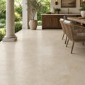 Cross Cut Travertine Classico 18x18 Honed Filled Tile — Covered Patio floor