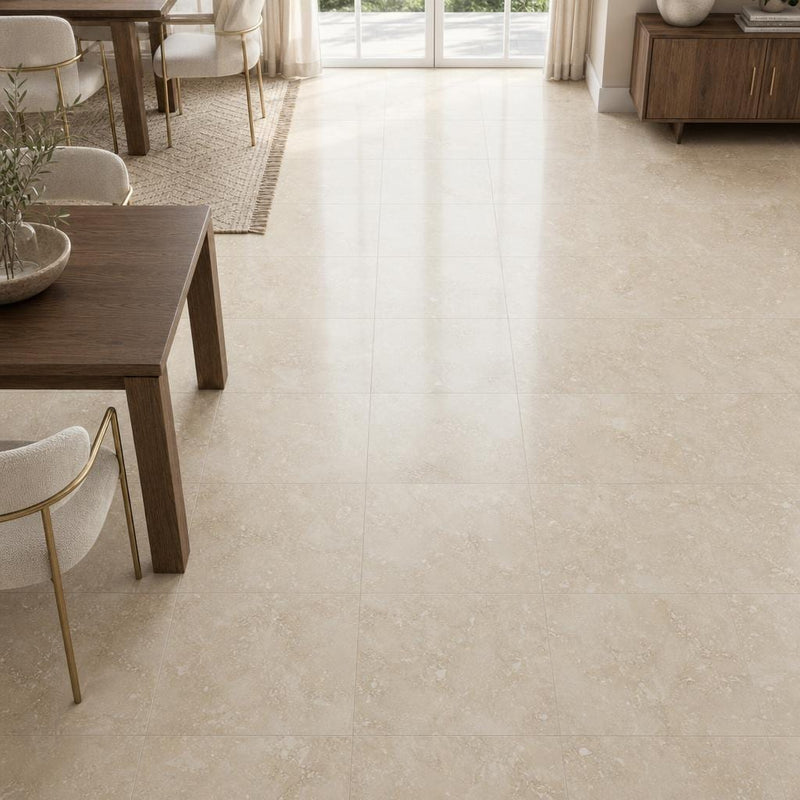 Cross Cut Travertine Classico 18x18 Honed Filled Tile — Dining Room floor