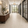 Cross Cut Travertine Classico 18x18 Honed Filled Tile — Hallway floor