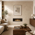 Cross Cut Travertine Classico 24x24 Honed Filled Tile — Living Room feature wall