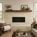 Cross Cut Travertine Ivory 12x24 Honed Filled Tile — Living Room fireplace surround