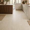 Cross Cut Travertine Ivory (Navona) 18x18 Honed Filled Tile — Kitchen floor