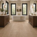 Cross Cut Travertine Noce 12x24 Honed Filled Tile — Bathroom floor