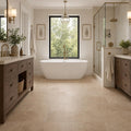 Cross Cut Travertine Noce 12x24 Honed Filled Tile — Primary Bath floor