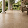 Cross Cut Travertine Noce 18x18 Honed Filled Tile — Covered Patio floor
