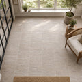 Cross Cut Travertine Silver 12x12 Honed Filled Tile — Sunroom floor
