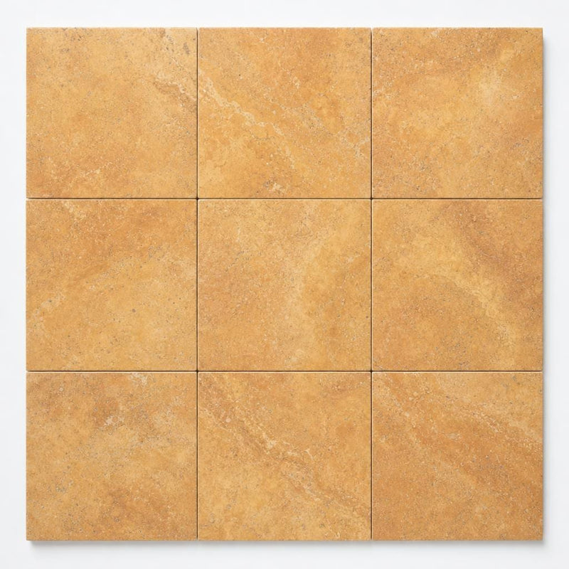 Cross Cut Travertine Tuscany Gold 12x12 Honed Filled Tile close-up