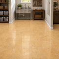 Cross Cut Travertine Tuscany Gold 12x12 Polished Filled Tile — Basement floor