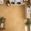 Cross Cut Travertine Tuscany Gold 12x12 Polished Filled Tile — Laundry Room floor