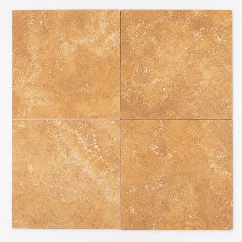 Cross Cut Travertine Tuscany Gold 18x18 Honed Filled Tile close-up
