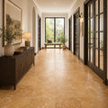 Cross Cut Travertine Tuscany Gold 18x18 Honed Filled Tile — Hallway floor