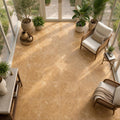 Cross Cut Travertine Tuscany Gold 18x18 Honed Filled Tile — Sunroom floor