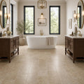 Cross Cut Travertine Walnut 12x24 Honed Filled Tile — Bathroom floor