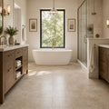 Cross Cut Travertine Walnut 12x24 Honed Filled Tile — Primary Bath floor