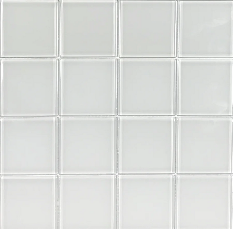 Crystal Solid White 33 3x3 Glass Mosaic Tile