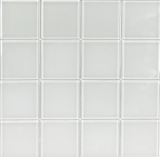 Crystal Solid White 33 3x3 Glass Mosaic Tile
