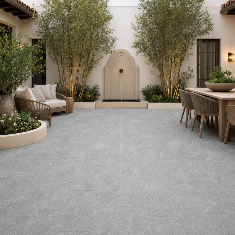 Cumulus Marble Paver 12x24 Tumbled 1.25 inch — Courtyard paving