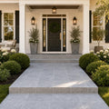Cumulus Marble Paver 16x24 Sandblasted, Brushed 1.25 inch — Front Yard front porch