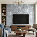 D Blue 12x24 Honed Marble Tile — Living Room feature wall