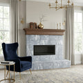 D Blue 12x24 Honed Marble Tile — Living Room fireplace surround