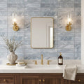 D Blue 4x16 Honed Marble Tile — Bathroom wall