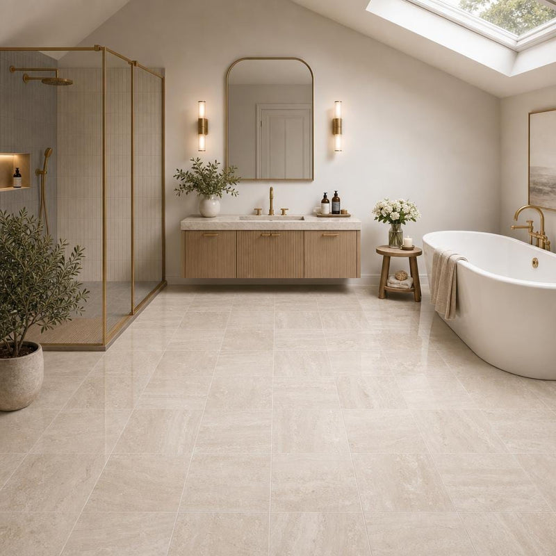 Daino Reale (Scorpio) 12x12 Polished Natural Marble Tile — Bathroom floor