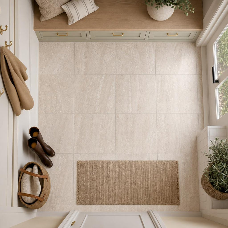 Daino Reale (Scorpio) 12x12 Polished Natural Marble Tile — Mudroom floor