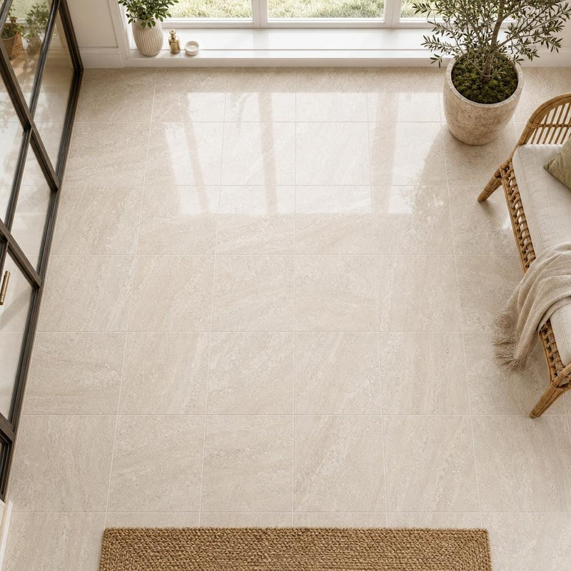 Daino Reale (Scorpio) 12x12 Polished Natural Marble Tile — Sunroom floor