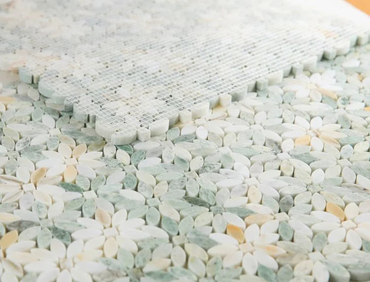 Daisy Wild Green 2x2 Marble Mosaic