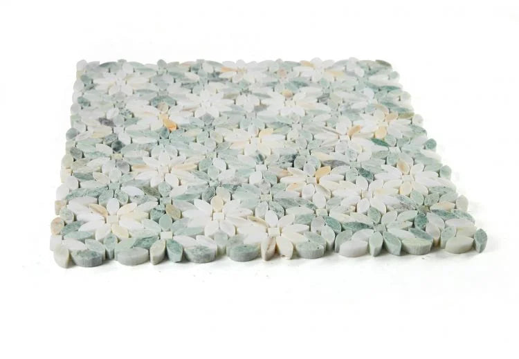 Daisy Wild Green 2x2 Marble Mosaic