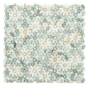 Daisy Wild Green 2x2 Marble Mosaic