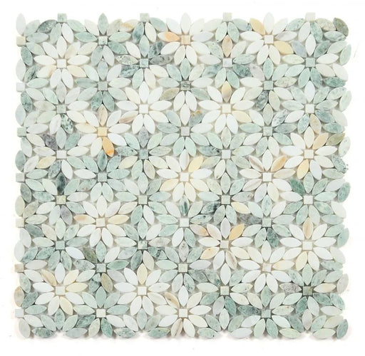 Daisy Wild Green 2x2 Marble Mosaic