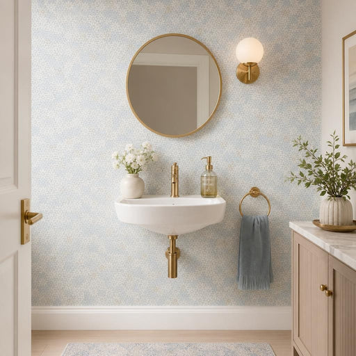 Daisy Wild Marina 2x2 Marble Mosaic — Powder Room wall