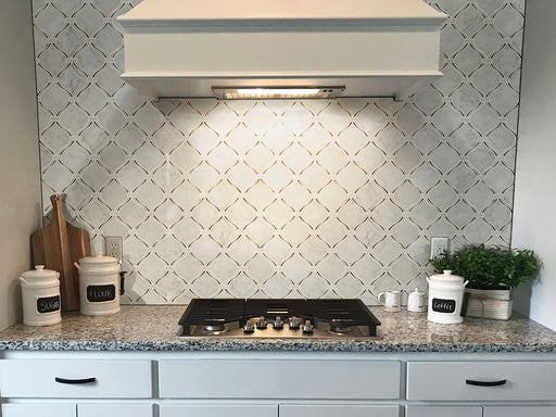 Danza Arabesque Polished Pattern 0.31 Inch Glass Marble Mosaic Tile