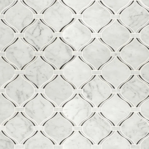 Danza Arabesque Polished Pattern 0.31 Inch Glass Marble Mosaic Tile