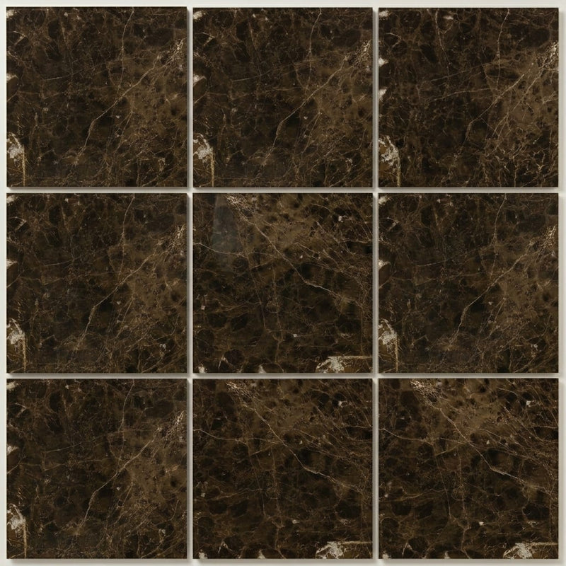 Dark Emprador Marble Tile 12x12 Polished close-up
