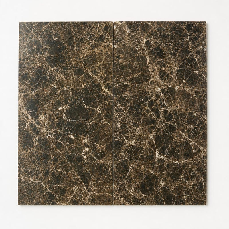 Dark Emprador Marble Tile 12x24 Polished close-up