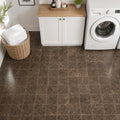 Dark Emprador Marble Tile 6x6 Tumbled — Laundry Room floor