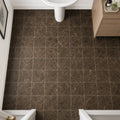 Dark Emprador Marble Tile 6x6 Tumbled — Powder Room floor