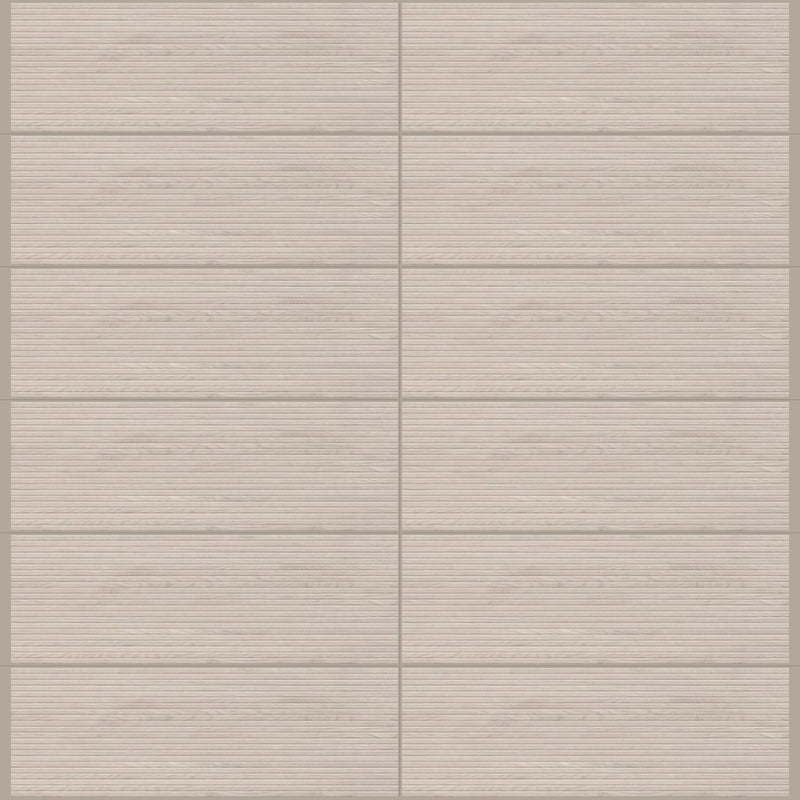 Dash Maple 16x48 deco ceramic wall tile with light maple color and horizontal linear ridges.