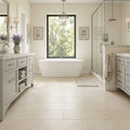 Desert Sand Limestone Filled, Honed & Straight Edge 12 x 24 x 1/2 Cross Cut Tile 12x24 — Primary Bath floor