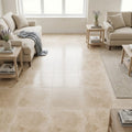 Desert Sand Limestone Filled, Honed & Straight Edge 18 x 18 x 1/2 Cross Cut Tile 18x18 — Family Room floor