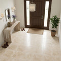Desert Sand Limestone Filled, Honed & Straight Edge 18 x 18 x 1/2 Cross Cut Tile 18x18 — Foyer floor