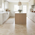 Desert Sand Limestone Filled, Honed & Straight Edge 18 x 18 x 1/2 Cross Cut Tile 18x18 — Kitchen floor