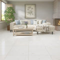 Desert Sand Limestone Filled, Honed & Straight Edge 24 x 24 x 1/2 Cross Cut Tile 24x24 — Living Room floor